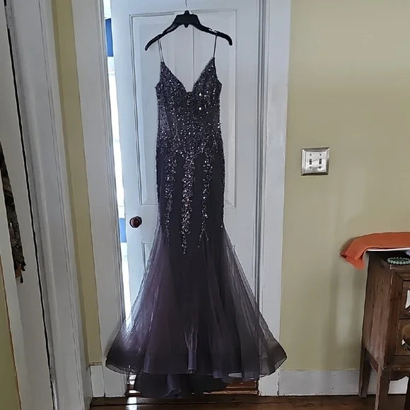 Jovani Black and Silver Embellished Prom Dress - Picture 6 of 9